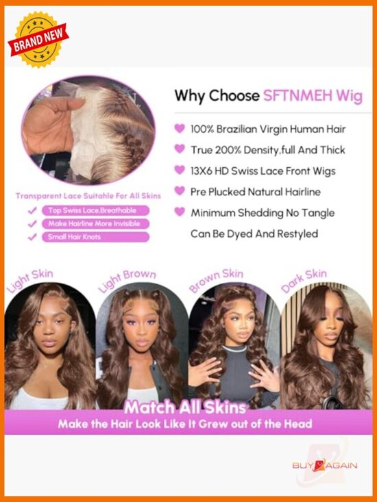 30 Inch Lace Front Wig 200 Density 13X6 HD Body Wave Human Hair Glueless Pre main image 5
